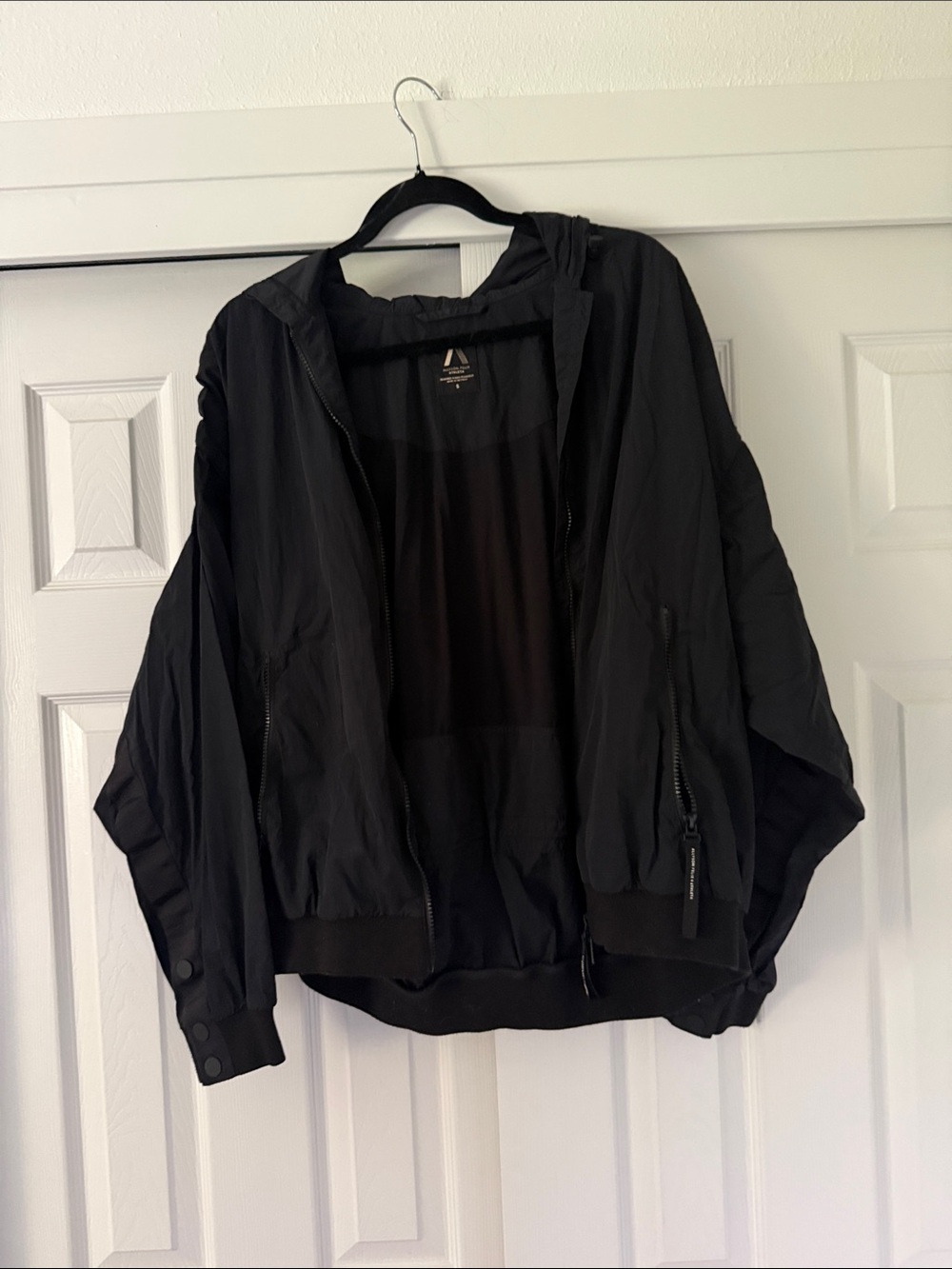 Athleta Black Hooded Windbreaker Jacket